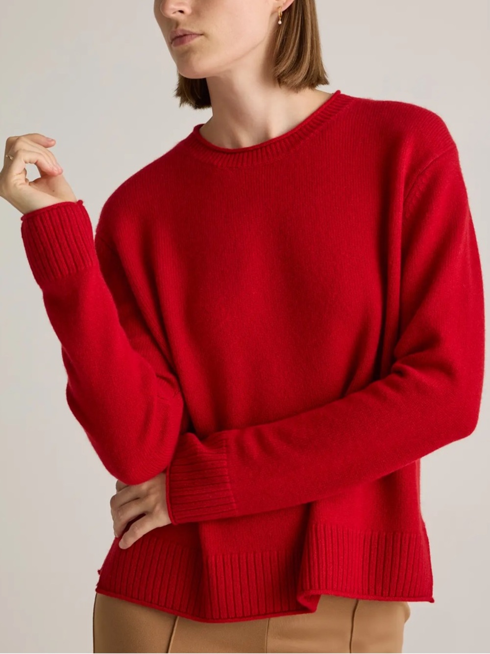 Quince 100% Mongolian Cashmere 2.0 Boxy Crewneck Sweater Varsity Red Medium